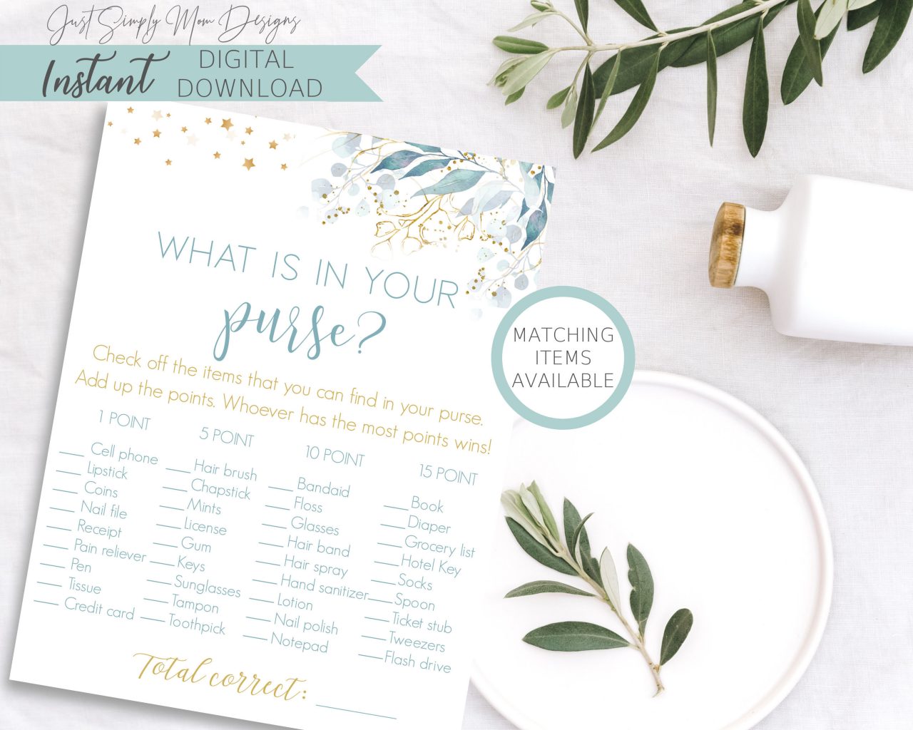 Printable Baby Shower Purse Game - Just Simply Mom Designs