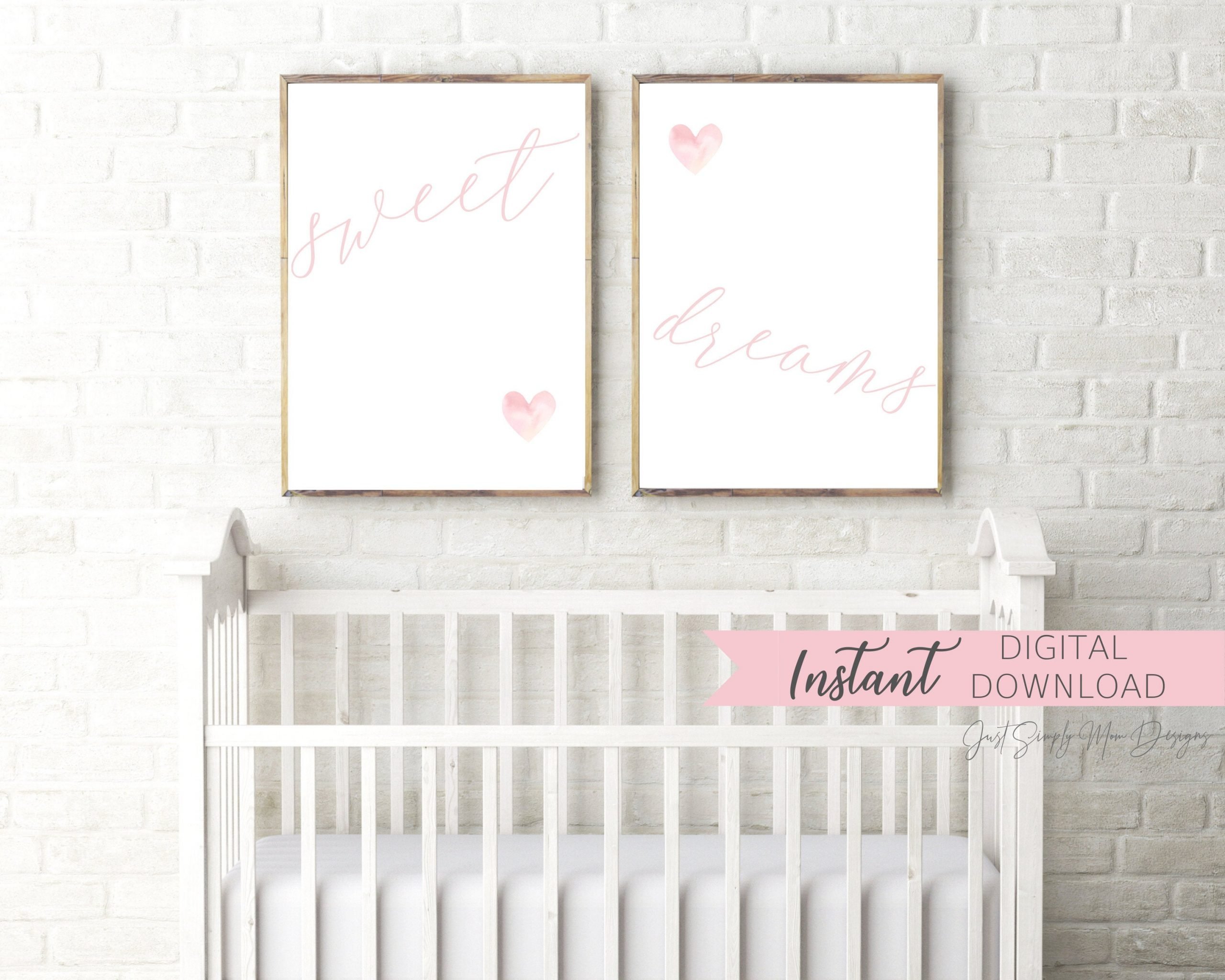 Printable Blush Pink Nursery Wall Decor for Baby Girl Nursery
