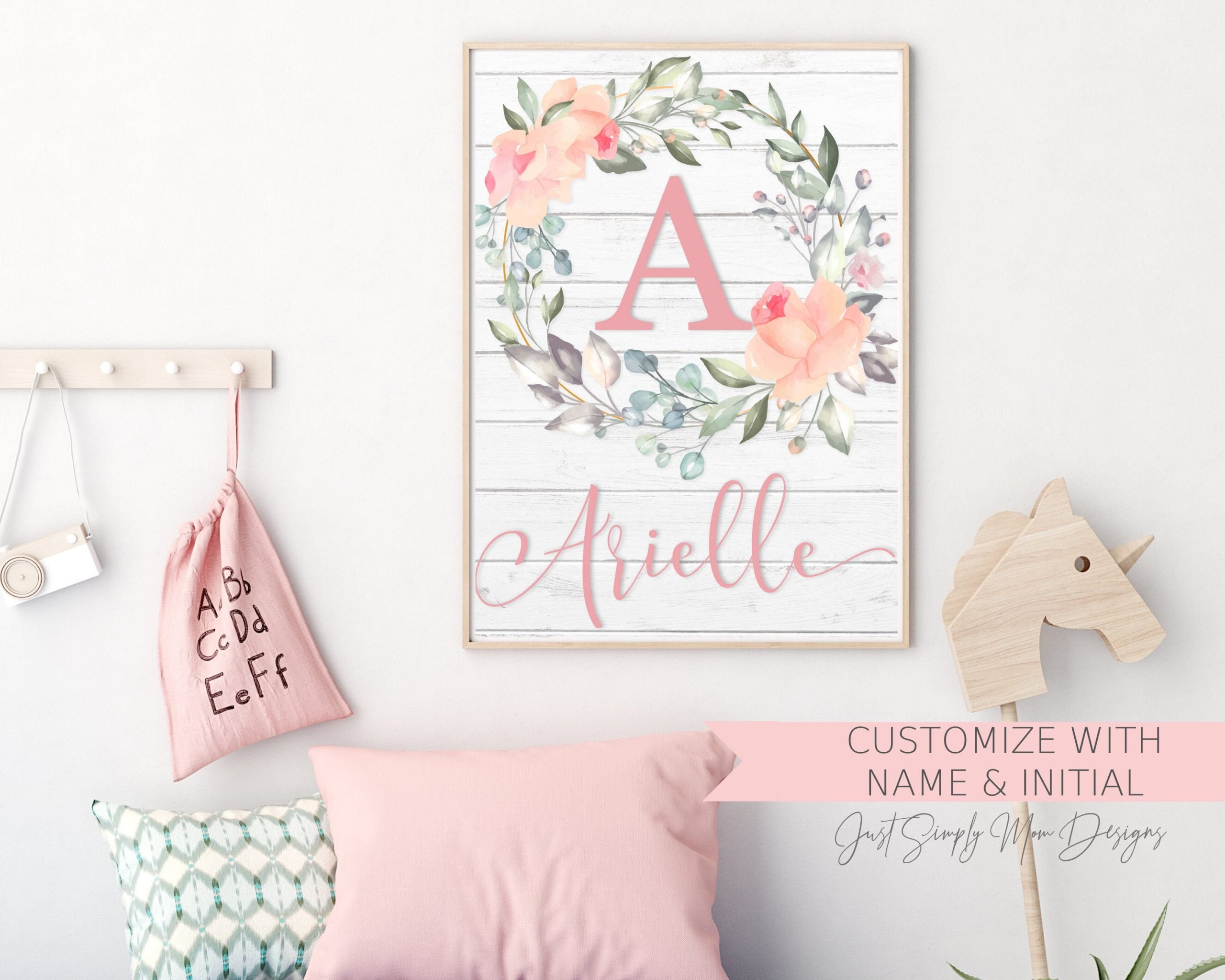 Printable Blush Pink Rustic Nursery Wall Decor for Baby Girl Nursery ...
