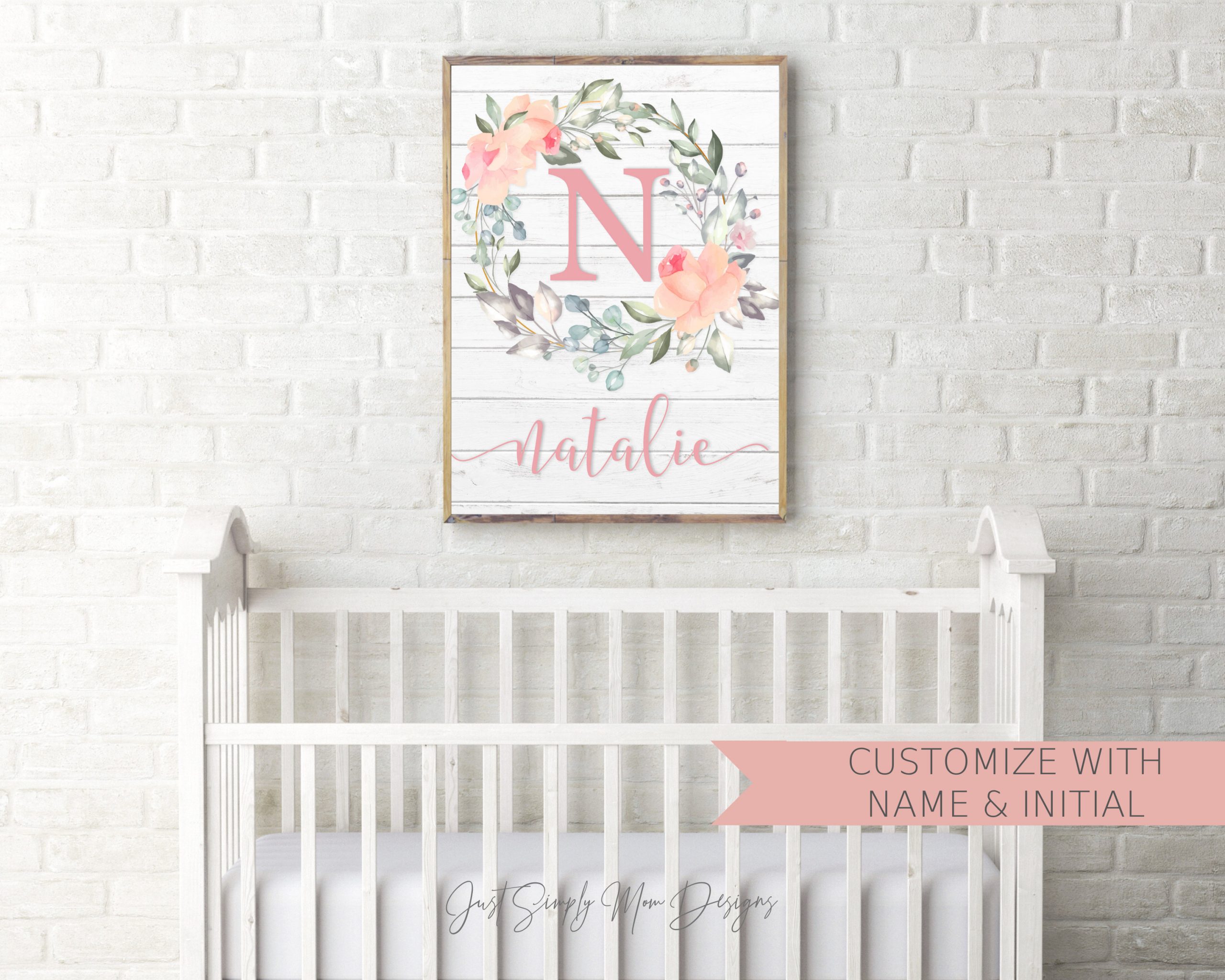 Printable Blush Pink Rustic Nursery Wall Decor for Baby Girl Nursery ...
