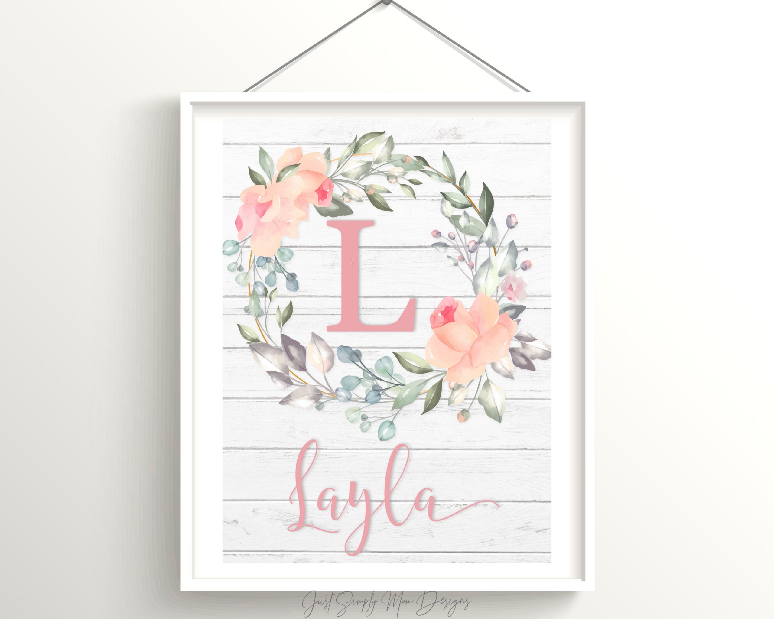 Printable Blush Pink Rustic Nursery Wall Decor for Baby Girl Nursery ...